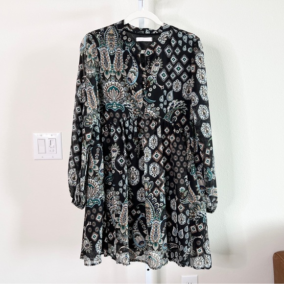 Ces Femme Black and Green Long Sleeve Dress - Picture 3 of 7